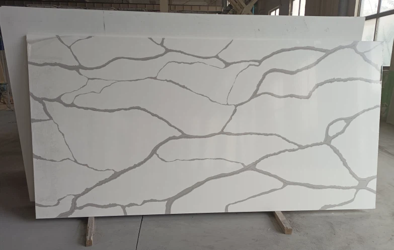 Calacatta Quartz Pob Zeb Slab Fasa Pob Zeb